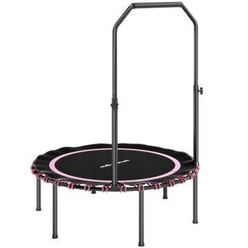 Sportnow 40" Foldable Fitness Trampoline Rebounder With Handle, Pink