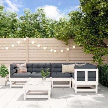Vidaxl 6 Piece Garden Lounge Set White Solid Wood Pine