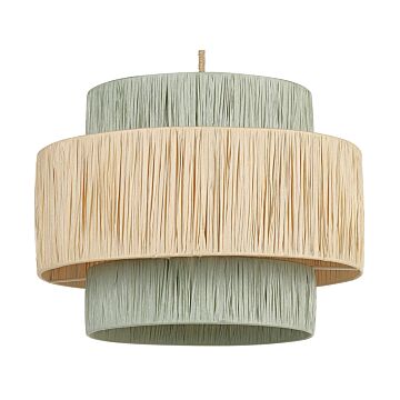 Pendant Lamp Natural And Green Paper Textured Shade Japandi Natural Style Jute Cord Beliani