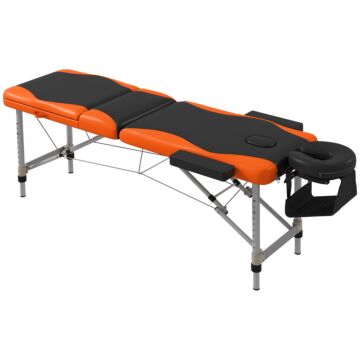 Homcom Foldable Massage Table Professional Salon Spa Facial Couch Bed Black And Orange