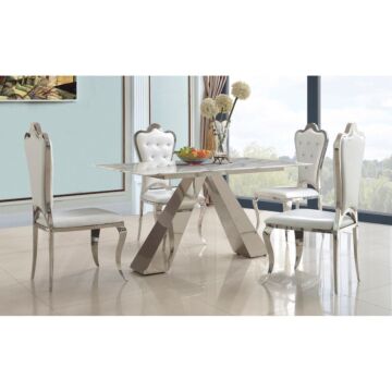 Madagascar Pu Dining Chair Stainless Steel & Pu