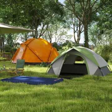 Outsunny Camping Tent With Inflatable Mattress, 2-3 Person Dome Tent With Air Bed And Sewn-in Groundsheet, Portable 3000mm Waterproof Tent With Carry Bag And Hook, For Fishing Hiking