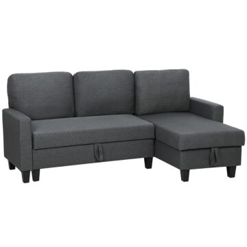 Homcom Three-seater Storage Sofa Bed - Charcoal Grey