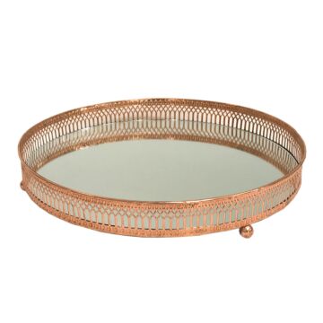 Copper Coloured Mirror Candle Plate