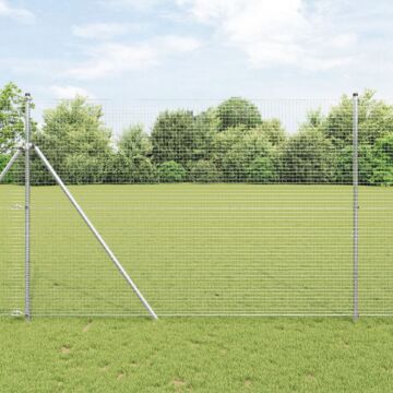 Vidaxl Welded Wire Fence With 13 Posts 1.5x50 M Galvanised Steel
