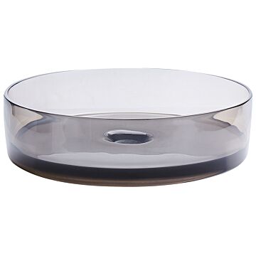 Countertop Wash Basin Black Semi Transparent Solid Surface 360 Mm Round Bathroom Sink Beliani