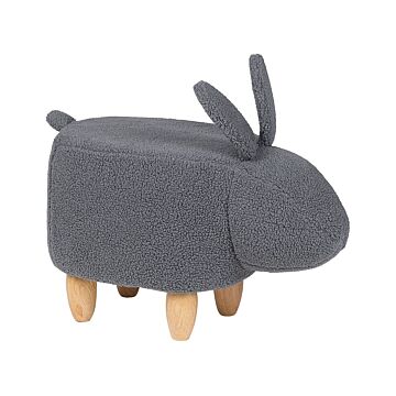 Animal Bunny Children Stool Grey Polyester Fabric Upholstered Wooden Legs Nursery Footstool Beliani