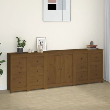 Vidaxl Sideboard Honey Brown 230x35x80 Cm Solid Wood Pine
