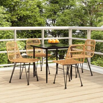 Vidaxl 5 Piece Garden Dining Set Poly Rattan