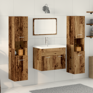 Vidaxl 5 Piece Bathroom Furniture Set Old Wood Engineered Wood