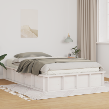 Vidaxl Bed Frame With Lift-up Storage In White - 140 X 200 Cm