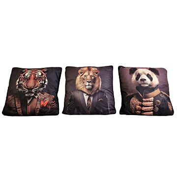 Set Of 3 Jungle Animal Print Cushion's 45x45cm