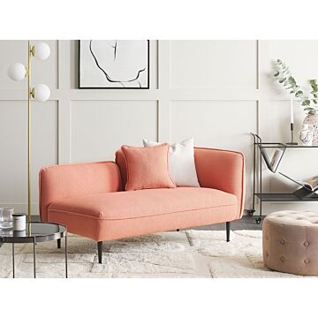 Chaise Lounge Peach Pink Boucle Fabric Metal Legs Right Hand With Cushion Modern Design Beliani