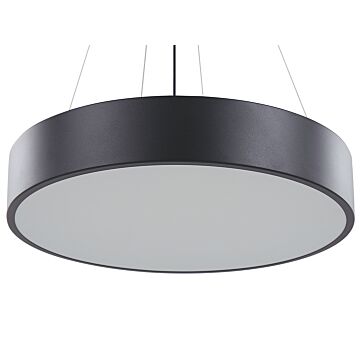 Pendant Lamp Black Steel Acrylic Integrated Led Lights Round Ring Hanging Modern Lighting Beliani
