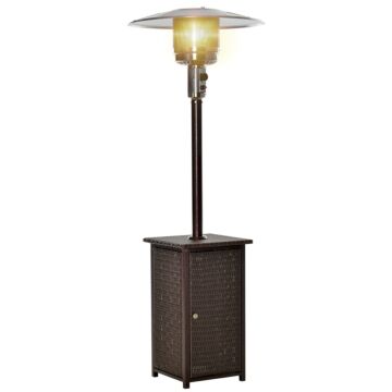 Outsunny 12kw Patio Gas Heater Freestanding Outdoor Garden Heating Rattan Furniture Wicker Table Top