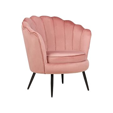 Armchair Pink Velvet Novelty Shape Metal Legs Retro Beliani