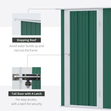 Outsunny 4.7ft X 2.8ft Garden Shed Steel Storage Shed Outdoor Equipment Tool Sloped Roof Door W/ Latch Weather-resistant Paint Green