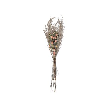 Dried Flower Bouquet Orange And Green Natural Dried Flowers 65 Cm Wrapped In Brown Paper Natural Table Decoration Beliani