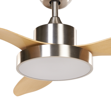Ceiling Fan With Light Ventilator Silver With Light Wood Synthetic Material Remote Control 6 Speed Options 3 Light Temperature Traditional Living Room Bedroom Beliani