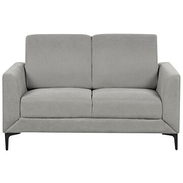 Sofa Grey Fabric Polyester Upholstery Black Legs 2 Seater Loveseat Retro Style Living Room Furniture Beliani