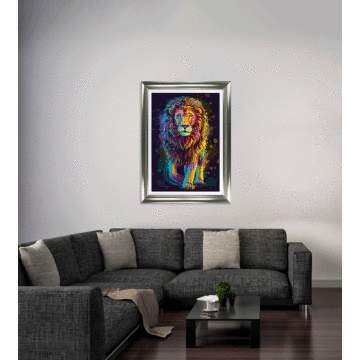 Neon Lion - Framed Art