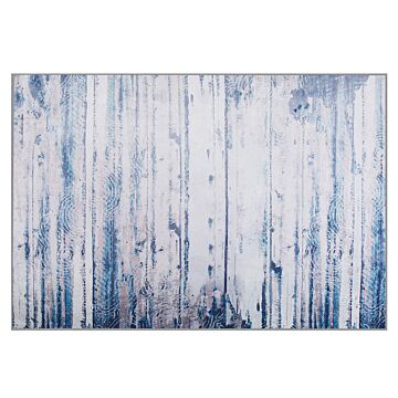 Rug Grey And Beige Polyester 140 X 200 Cm Low Pile Modern Abstract Pattern Beliani