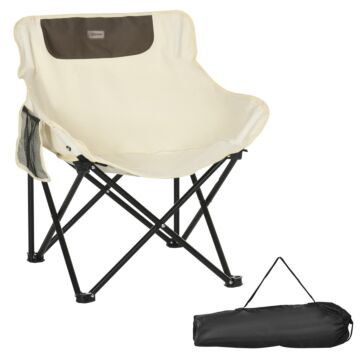Outsunny Camping Chair, Lightweight Folding Chair With Carrying Bag And Storage Pocket, Perfect For Festivals, Fishing, Beach And Hiking, White