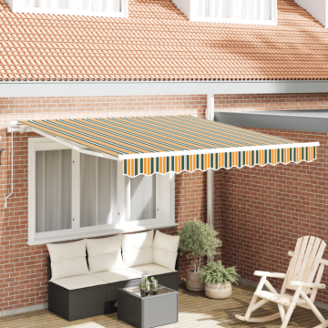 Vidaxl Manual Retractable Awning Green And Yellow 350x250 Cm