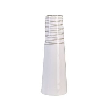 Decorative Vase White Terracotta Elegant Modern Beliani
