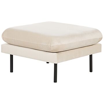 Ottoman Light Beige Velvet Fabric Pillow-top Square Footstool Metal Legs Glamour Style Beliani