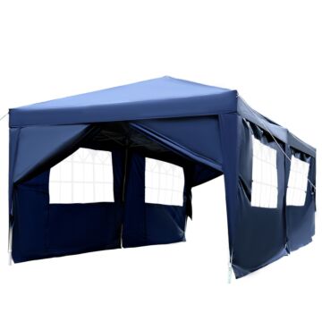Outsunny 3 X 6m Garden Heavy Duty Water Resistant Pop Up Gazebo Marquee Party Tent Wedding Canopy Awning-blue
