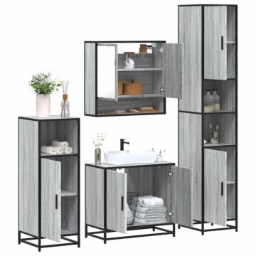 Vidaxl 4 Piece Bathroom Furniture Set Grey Sonoma Engineered Wood