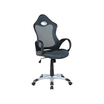Office Chair Grey And Green Mesh Fabric Swivel Tilt Mechanism Adjustable Seat Height Ergonomic Backrest Beliani