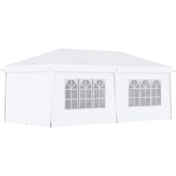 Outsunny 3 X 6 M Pop Up Gazebo With Sides And Windows, Height Adjustable Party Tent With Storage Bag For Garden, Camping, Event, Brown