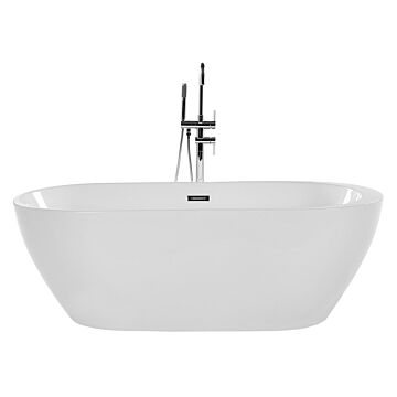 Bath White With Silver Sanitary Acrylic Single 150 X 75 Cm Freestanding Modern Beliani