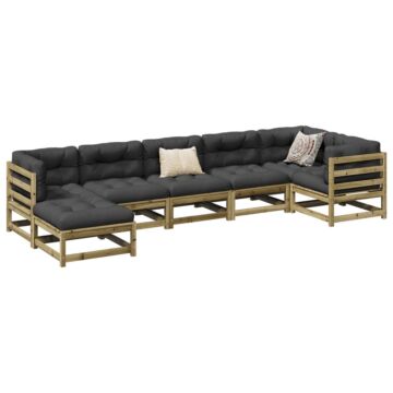 Vidaxl 7 Piece Garden Sofa Set Impregnated Wood Pine