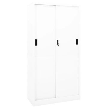 Vidaxl Office Cabinet With Sliding Door White 90x40x180 Cm Steel