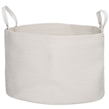 Homcom 88l Cotton Rope Laundry Basket, With Handles - Cream White