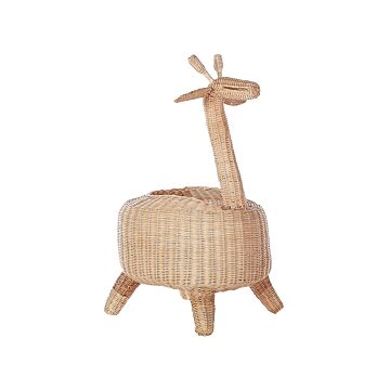 Wicker Giraffe Basket Natural Rattan Woven Toy Hamper Child's Room Accessory Beliani