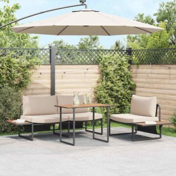 Vidaxl 3 Piece Garden Dining Set With Taupe Cushions
