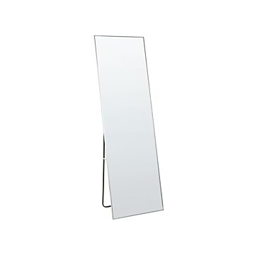 Standing Mirror Silver Aluminium Frame 50 X 156 Cm With Stand Modern Design Framed Full Length Beliani