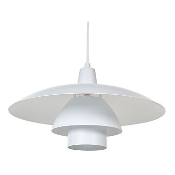 Hanging Light Pendant Lamp White Shade Round Modern Minimalistic Design Beliani