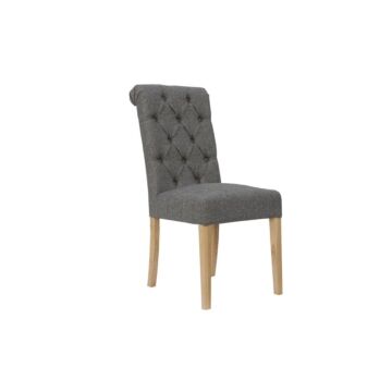Button Back Chair With Scroll Top Dark Grey/oak