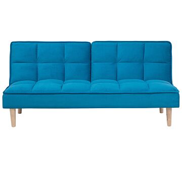 Sofa Bed Blue 3 Seater Reclining Back Quilted Beliani