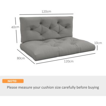 Outsunny 4-piece Pallet Seat Cushions Back Pillows Replacement, Patio Chair Cushions Set For, Light Grey