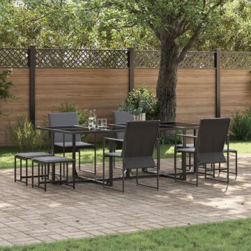 Vidaxl 10-piece Garden Dining Set With Cushions - Steel And Textilene