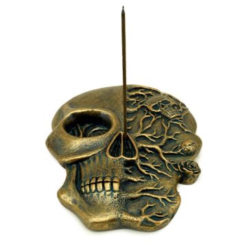 Ashcatcher Incense Burner - Skull Shaped With Roses