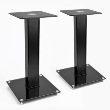 2x Black Glass Speaker Stands