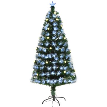 Homcom Homcm 5ft White Light Artificial Christmas Tree W/ 180 Leds Star Topper Tri-base Full Bodied Seasonal Decoration Pre-lit Home