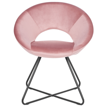 Armchair Pink Velvet Upholstery Tufted Armless Black Cross Base Steel Frame Retro Design Beliani
